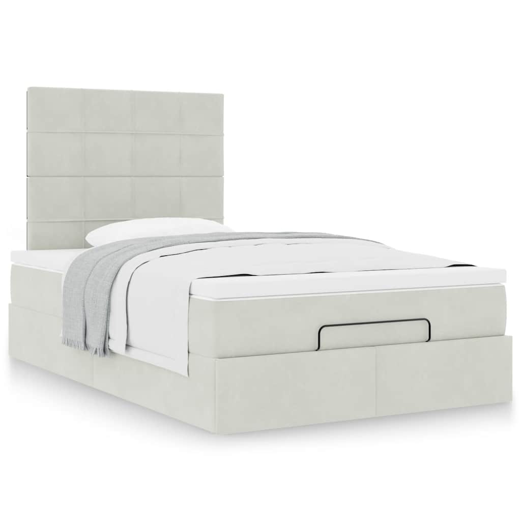 vidaXL Ottoman-Bett mit Matratzen Hellgrau 120x190 cm Samt