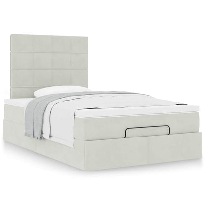 vidaXL Ottoman-Bett mit Matratzen Hellgrau 120x190 cm Samt