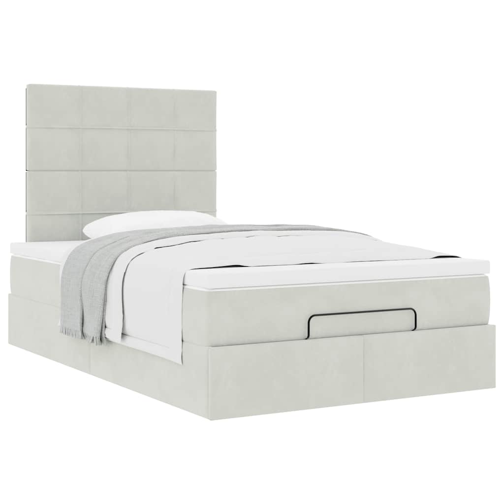 vidaXL Ottoman-Bett mit Matratzen Hellgrau 120x190 cm Samt