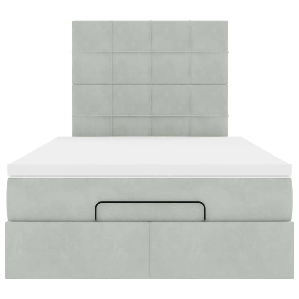 vidaXL Ottoman-Bett mit Matratzen Hellgrau 120x190 cm Samt