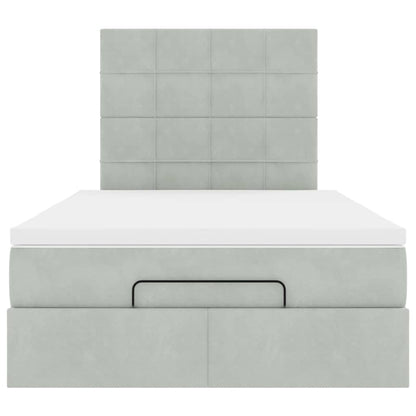 vidaXL Ottoman-Bett mit Matratzen Hellgrau 120x190 cm Samt