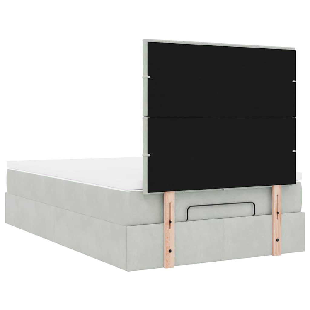 vidaXL Ottoman-Bett mit Matratzen Hellgrau 120x190 cm Samt
