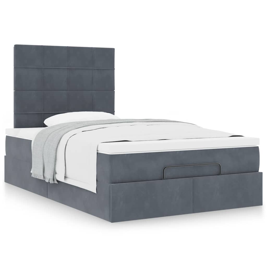 vidaXL Ottoman-Bett mit Matratzen Dunkelgrau 120x190 cm Samt