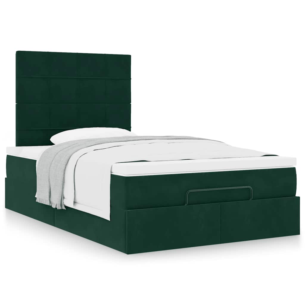 vidaXL Ottoman-Bett mit Matratzen Dunkelgrün 120x190 cm Samt