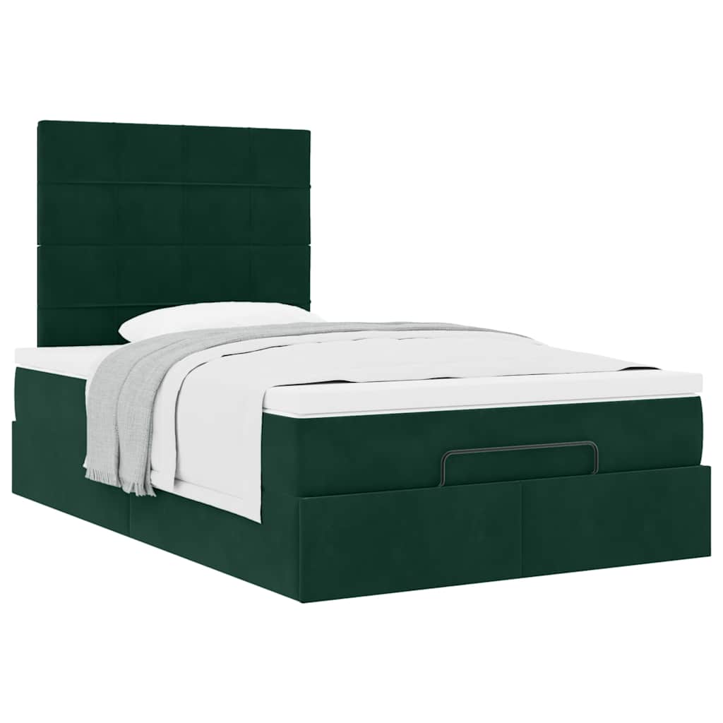 vidaXL Ottoman-Bett mit Matratzen Dunkelgrün 120x190 cm Samt