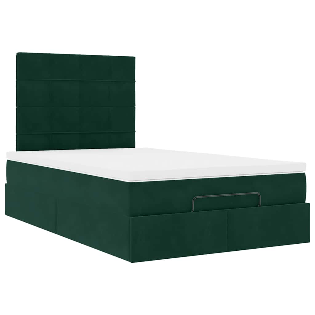vidaXL Ottoman-Bett mit Matratzen Dunkelgrün 120x190 cm Samt