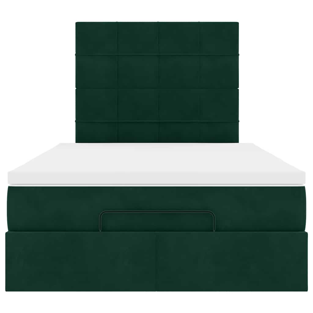 vidaXL Ottoman-Bett mit Matratzen Dunkelgrün 120x190 cm Samt