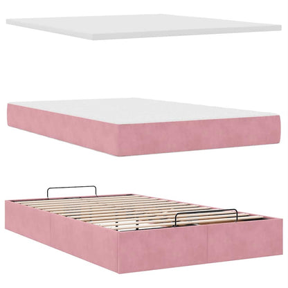Ottoman-Bett mit Matratzen Rosa 120x190 cm Samt
