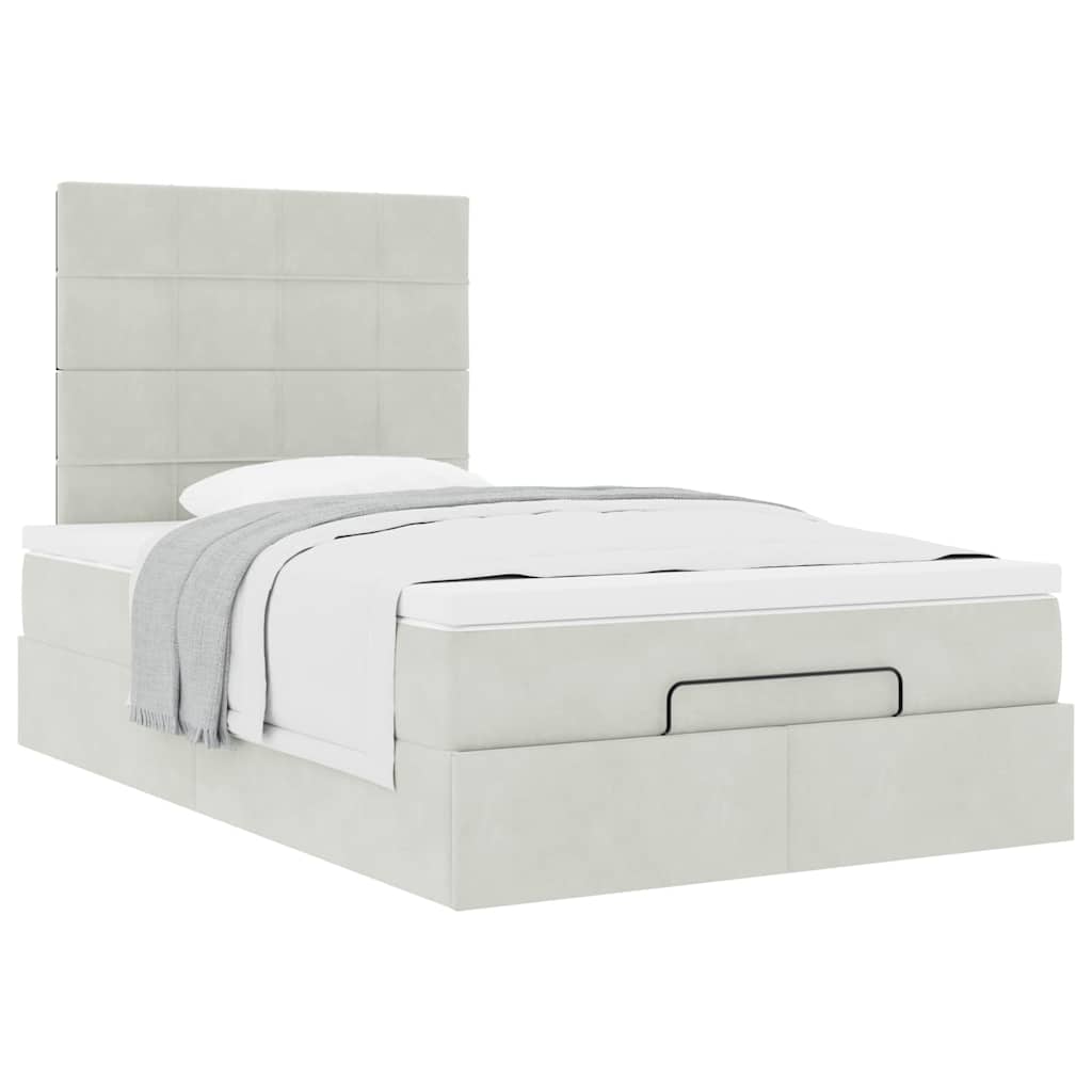 vidaXL Lit ottoman avec matelas Gris clair 120x200 cm Velours