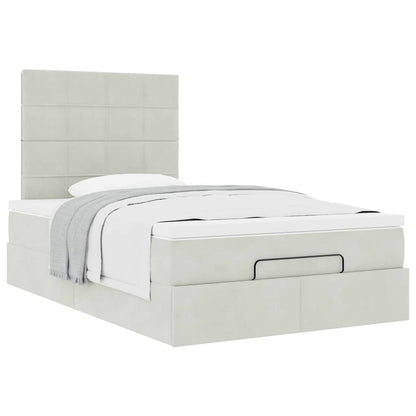 vidaXL Lit ottoman avec matelas Gris clair 120x200 cm Velours