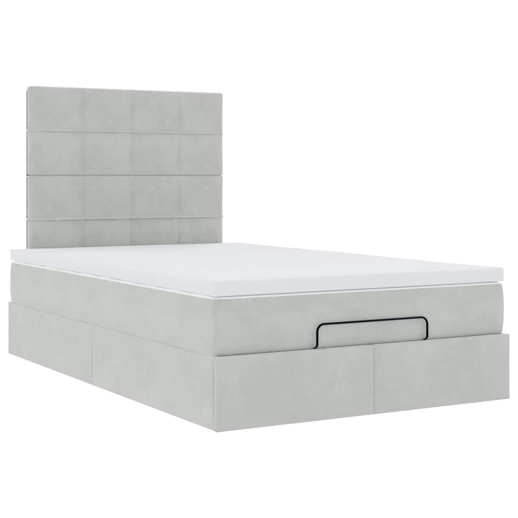 vidaXL Lit ottoman avec matelas Gris clair 120x200 cm Velours