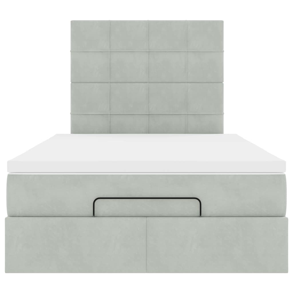 vidaXL Lit ottoman avec matelas Gris clair 120x200 cm Velours