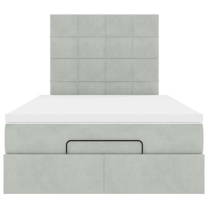 vidaXL Lit ottoman avec matelas Gris clair 120x200 cm Velours