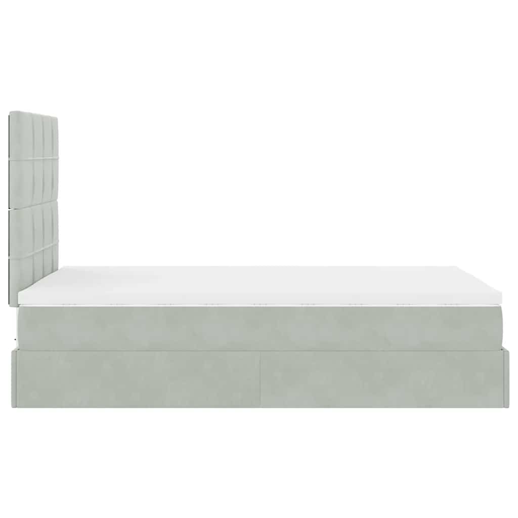 vidaXL Lit ottoman avec matelas Gris clair 120x200 cm Velours