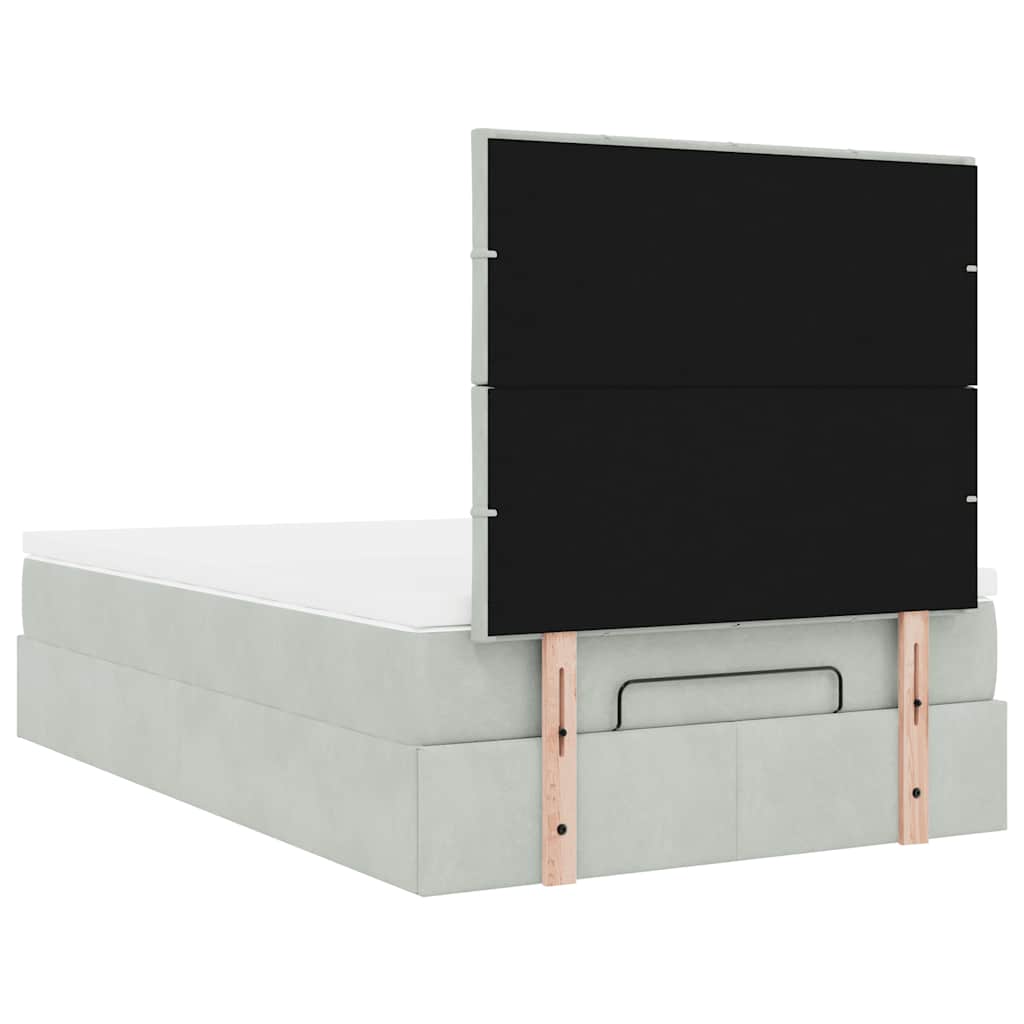 vidaXL Lit ottoman avec matelas Gris clair 120x200 cm Velours