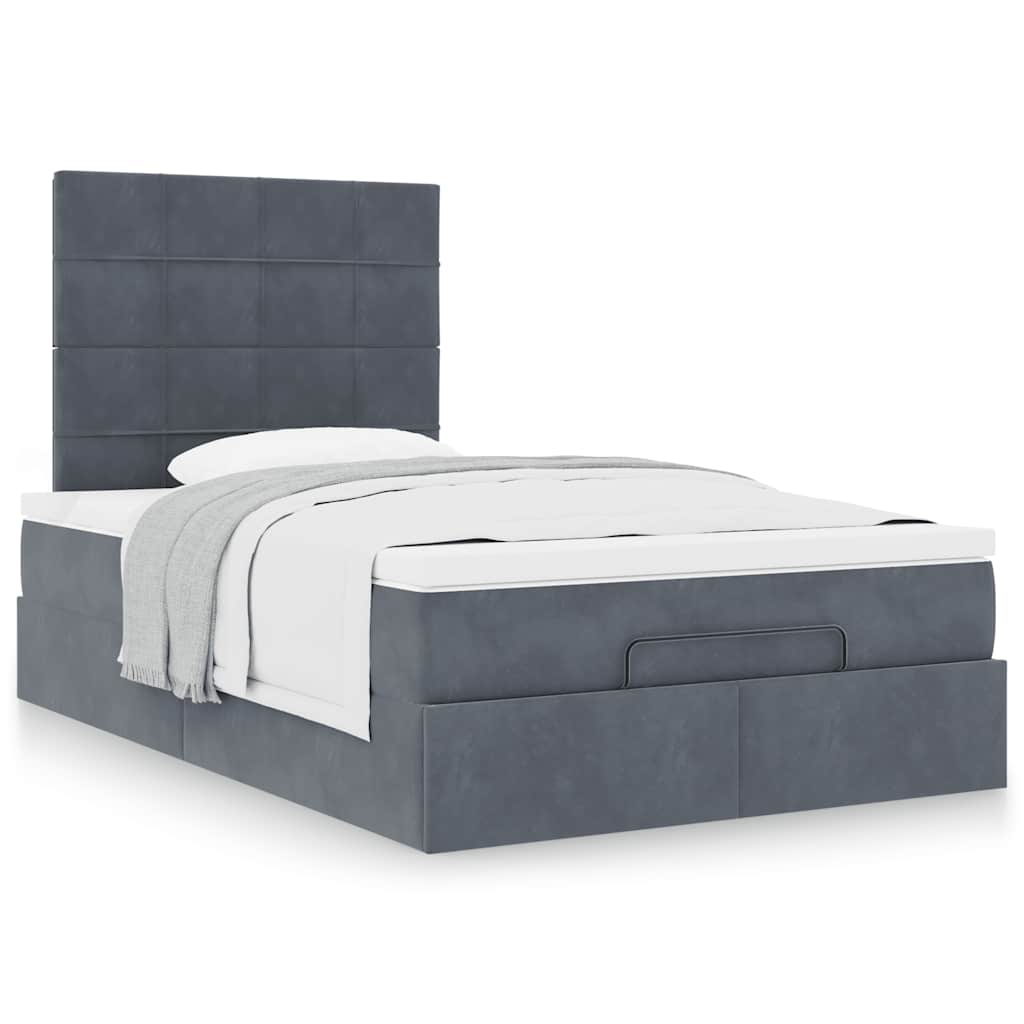 vidaXL Ottoman-Bett mit Matratzen Dunkelgrau 120x200 cm Samt