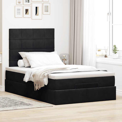 Ottoman-Bett mit Matratzen Schwarz 120x200 cm Samt