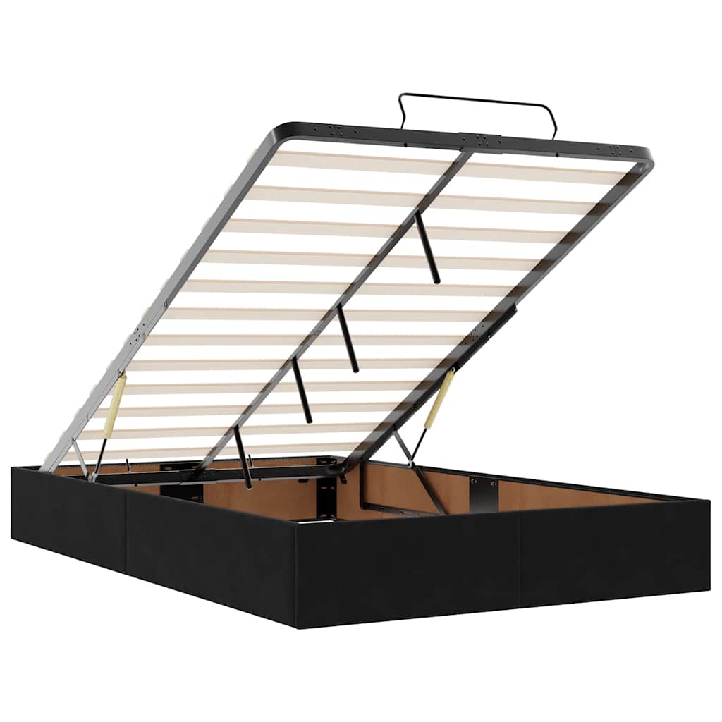 Ottoman-Bett mit Matratzen Schwarz 120x200 cm Samt