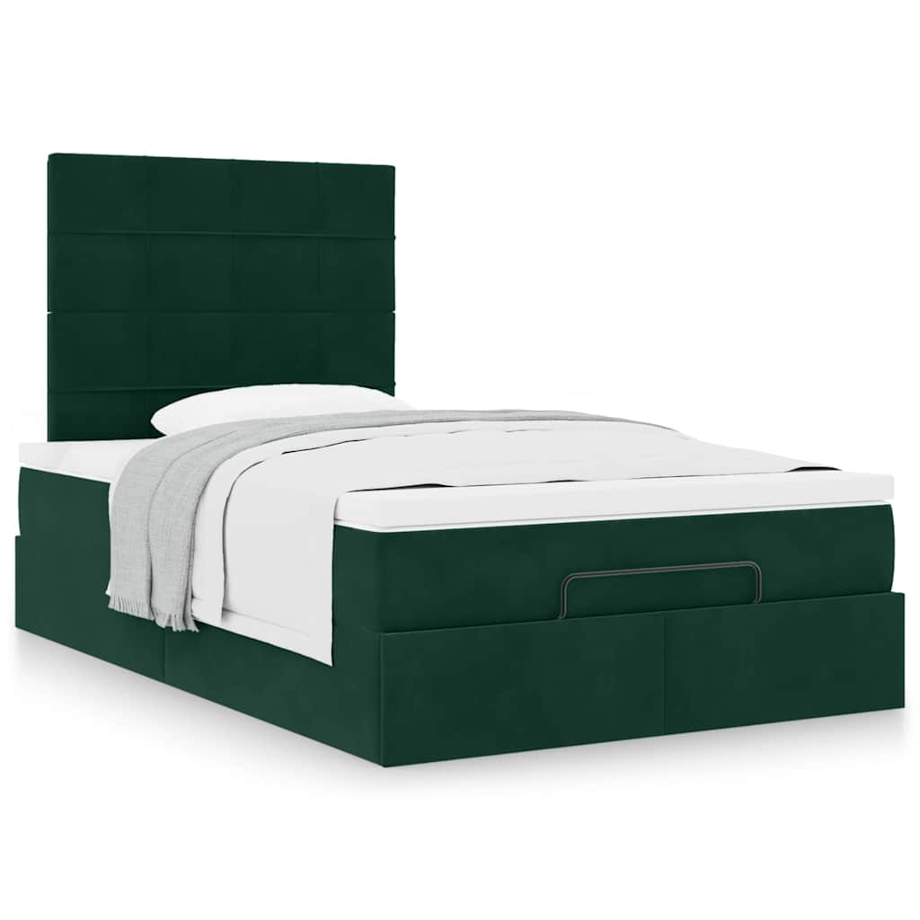 vidaXL Ottoman-Bett mit Matratzen Dunkelgrün 120x200 cm Samt