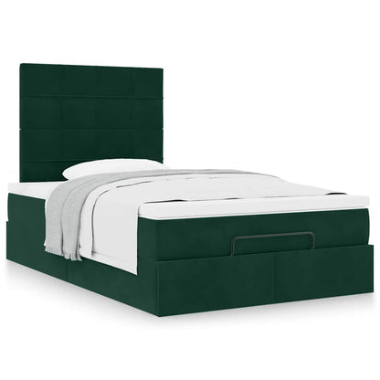 vidaXL Ottoman-Bett mit Matratzen Dunkelgrün 120x200 cm Samt
