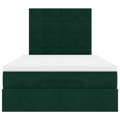 Ottoman-Bett mit Matratzen Dunkelgrün 120x200 cm Samt