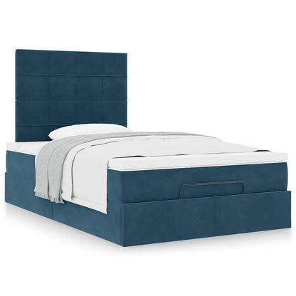 vidaXL Lit-coffre avec matelas Bleu foncé 120x200 cm Velours