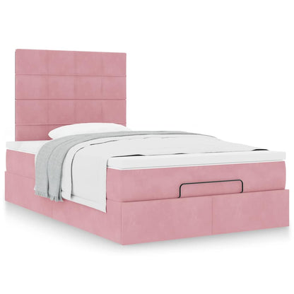 vidaXL Ottoman-Bett mit Matratzen Rosa 120x200 cm Samt