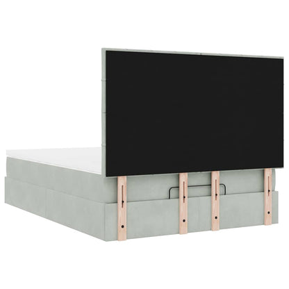 vidaXL Ottoman-Bett mit Matratzen Hellgrau 140x190 cm Samt