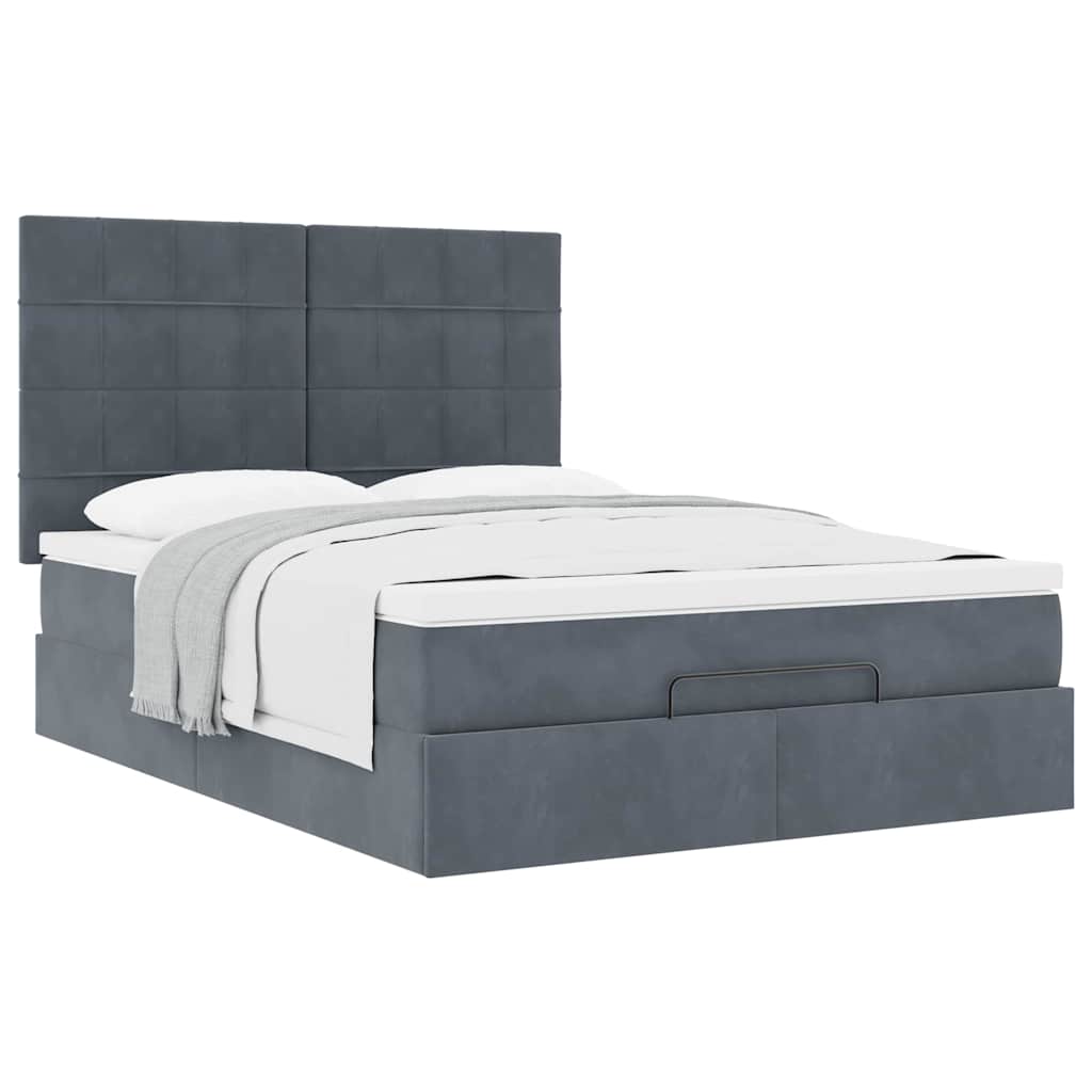vidaXL Ottoman-Bett mit Matratzen Dunkelgrau 140x190 cm Samt