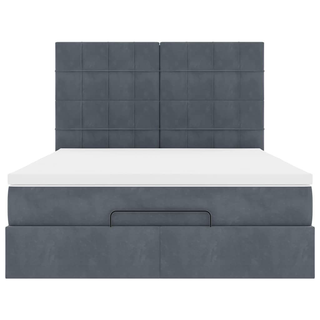vidaXL Ottoman-Bett mit Matratzen Dunkelgrau 140x190 cm Samt