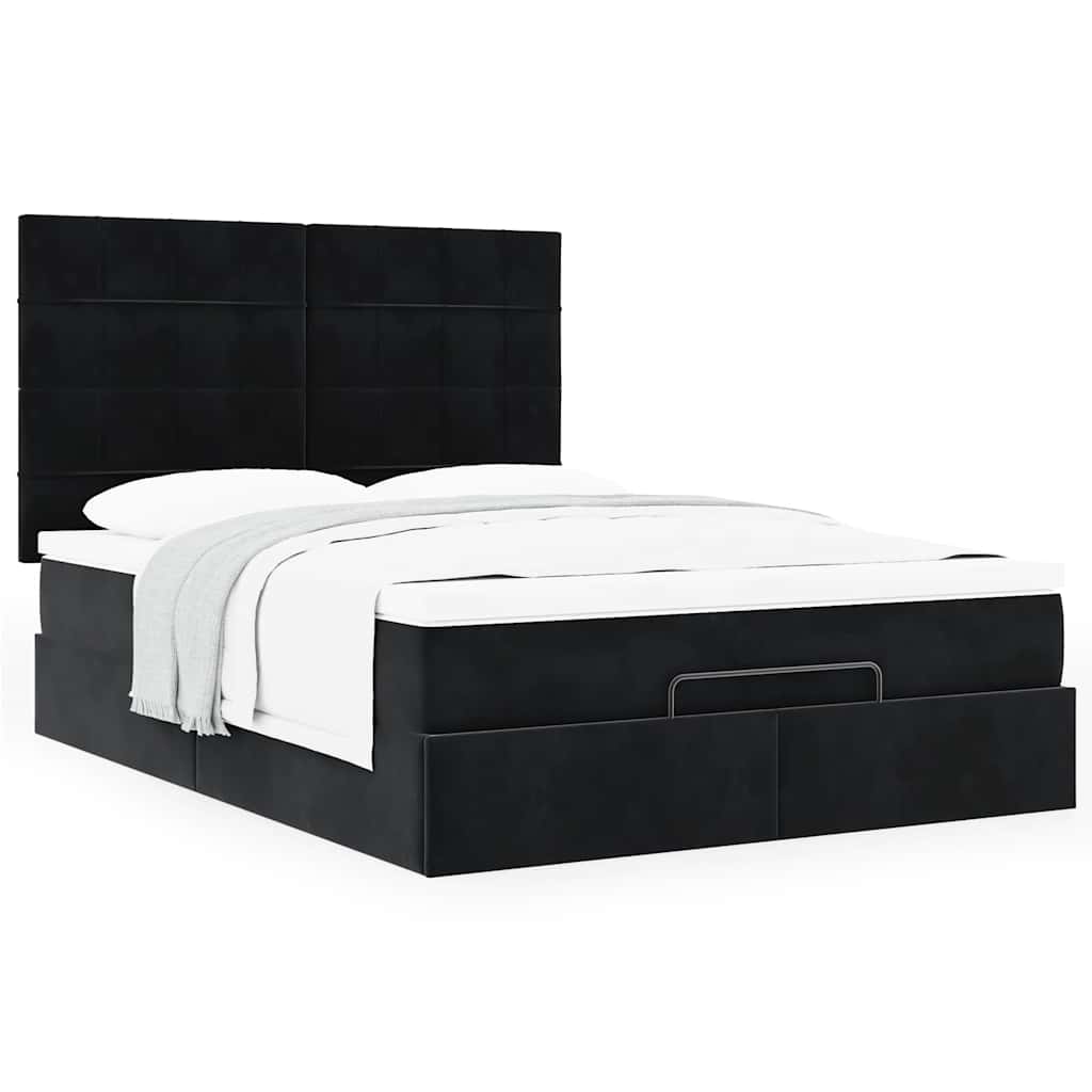 vidaXL Ottoman-Bett mit Matratzen Schwarz 140x190 cm Samt