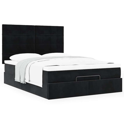 vidaXL Ottoman-Bett mit Matratzen Schwarz 140x190 cm Samt