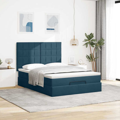 vidaXL Ottoman-Bett mit Matratzen Dunkelblau 140x190 cm Samt