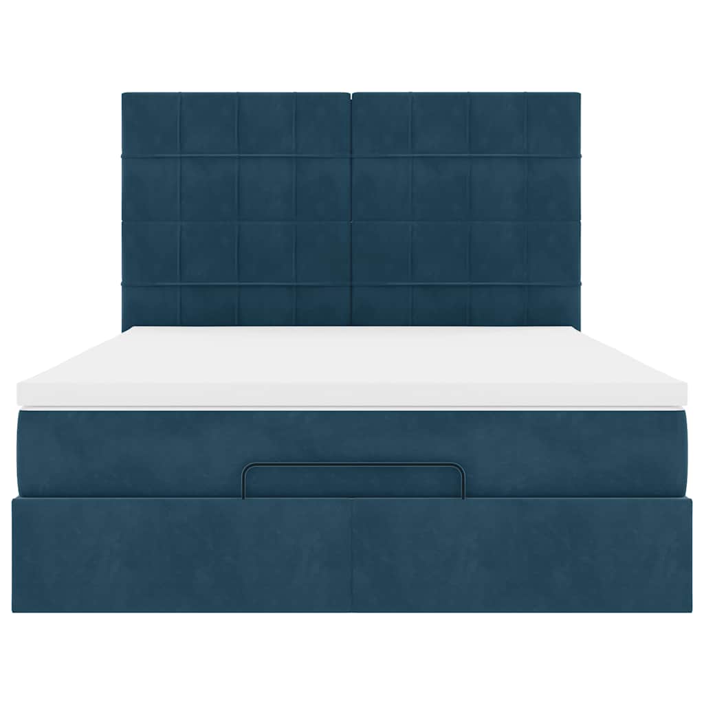 vidaXL Ottoman-Bett mit Matratzen Dunkelblau 140x190 cm Samt