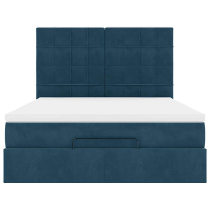 vidaXL Ottoman-Bett mit Matratzen Dunkelblau 140x190 cm Samt