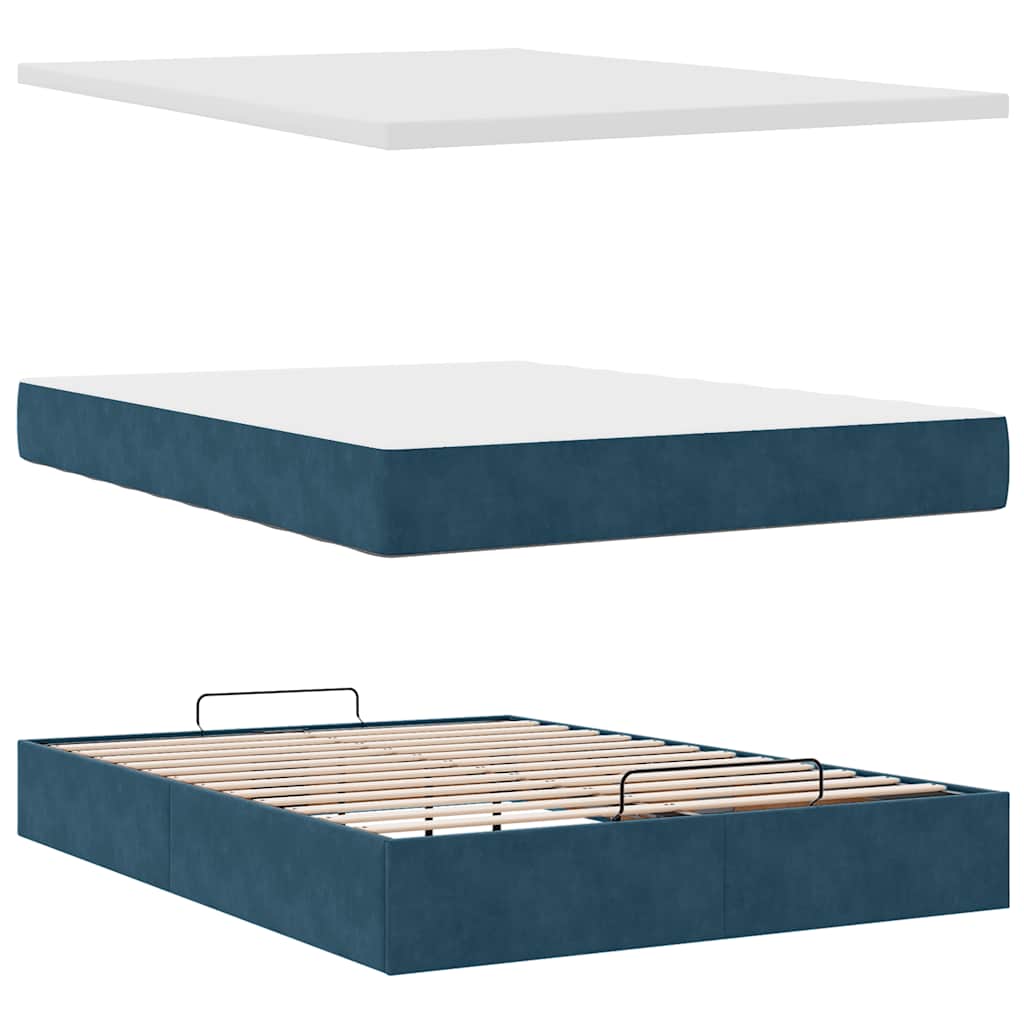 vidaXL Ottoman-Bett mit Matratzen Dunkelblau 140x190 cm Samt