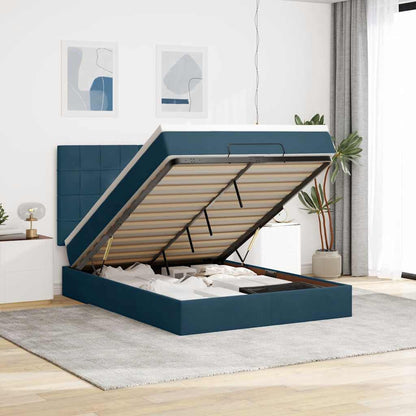 vidaXL Ottoman-Bett mit Matratzen Dunkelblau 140x190 cm Samt