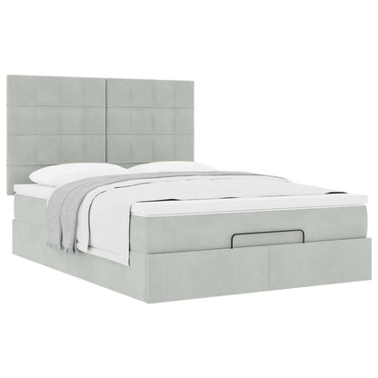vidaXL Lit ottoman avec matelas Gris clair 140x200 cm Velours