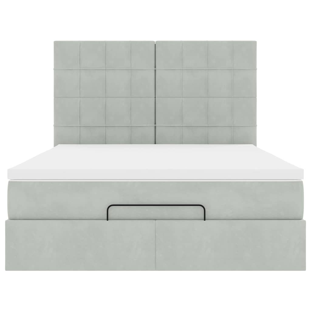 vidaXL Lit ottoman avec matelas Gris clair 140x200 cm Velours