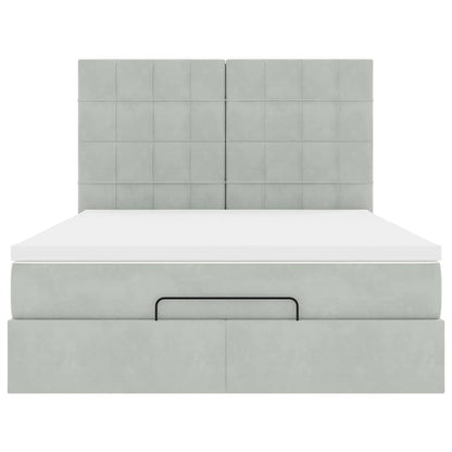 vidaXL Lit ottoman avec matelas Gris clair 140x200 cm Velours
