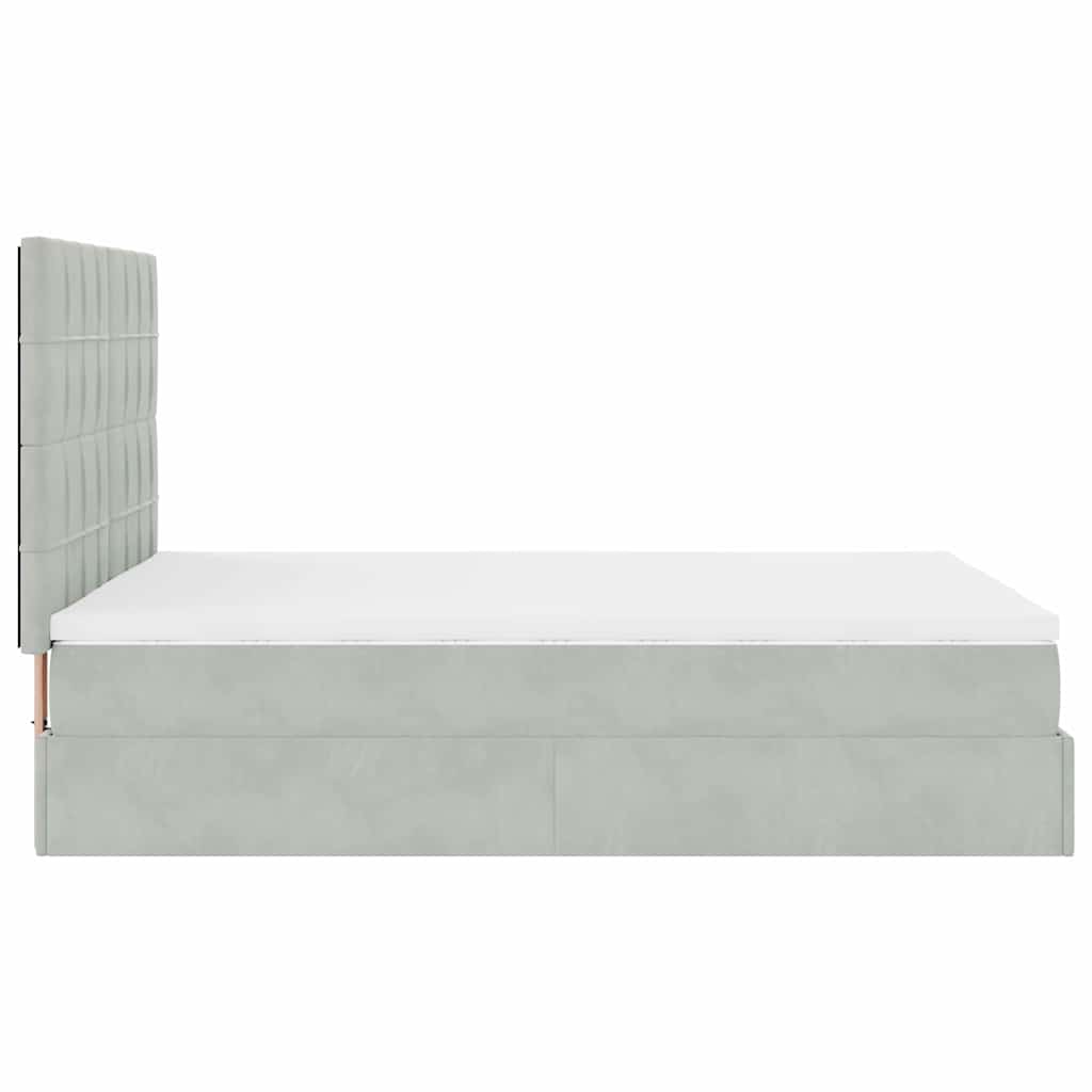 vidaXL Lit ottoman avec matelas Gris clair 140x200 cm Velours