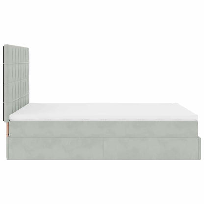 vidaXL Lit ottoman avec matelas Gris clair 140x200 cm Velours