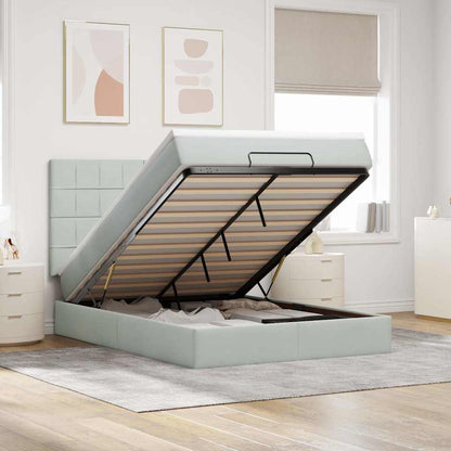 vidaXL Lit ottoman avec matelas Gris clair 140x200 cm Velours