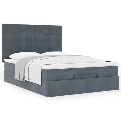 vidaXL Ottoman-Bett mit Matratzen Dunkelgrau 140x200 cm Samt