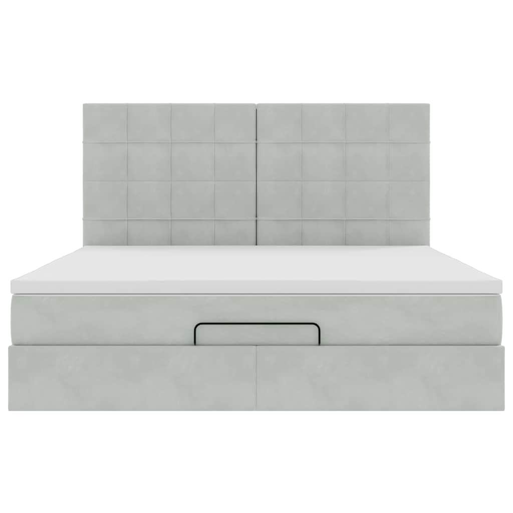 vidaXL Ottoman-Bett mit Matratzen Hellgrau 160x200 cm Samt