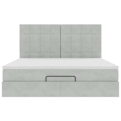 vidaXL Ottoman-Bett mit Matratzen Hellgrau 160x200 cm Samt
