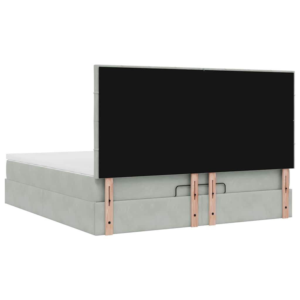 vidaXL Ottoman-Bett mit Matratzen Hellgrau 160x200 cm Samt