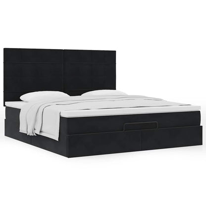 vidaXL Lit ottoman avec matelas Noir 160x200 cm Velours