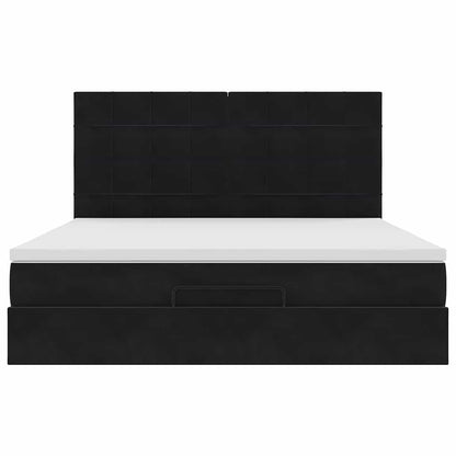 Ottoman-Bett mit Matratzen Schwarz 160x200 cm Samt