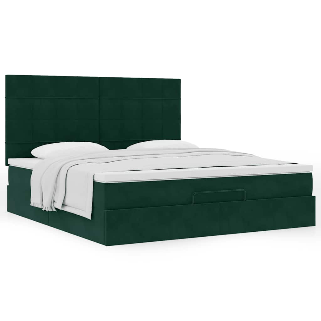 vidaXL Ottoman-Bett mit Matratzen Dunkelgrün 160x200 cm Samt